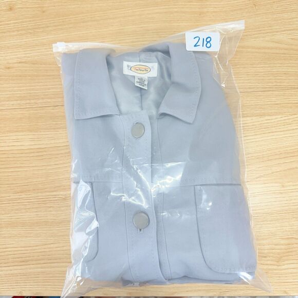 Talbots Wool Safari Utility Jacket Blazer Size 14 Light Blue Japan Vtg Career - Picture 15 of 15